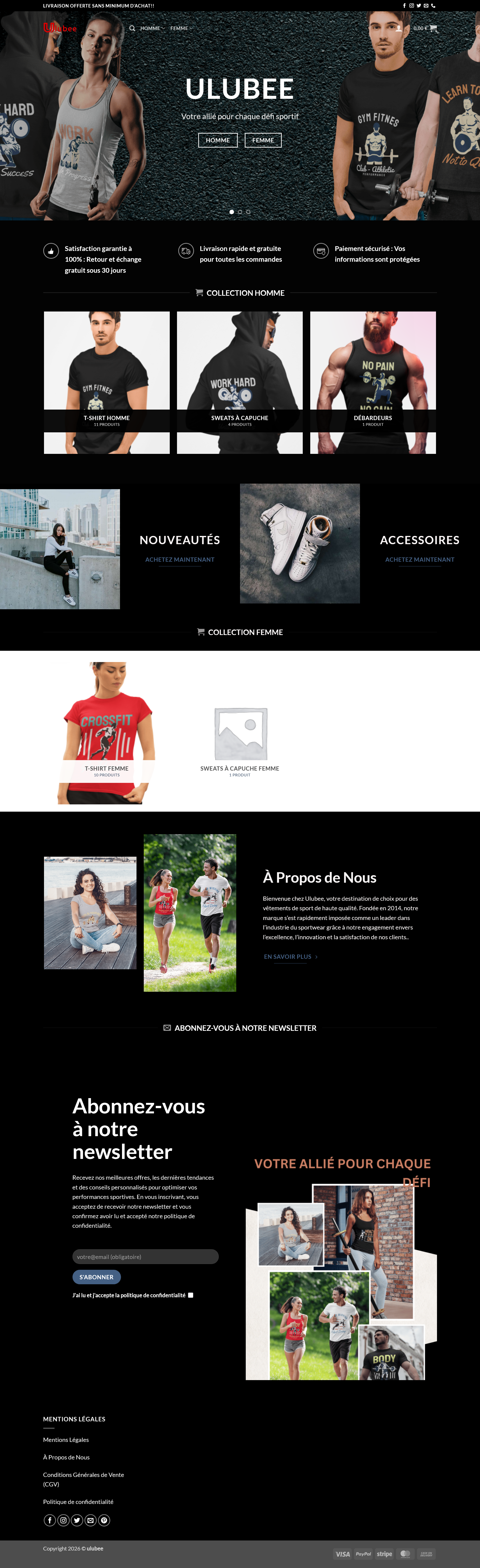 Ulubee — site e-commerce fitness et musculation